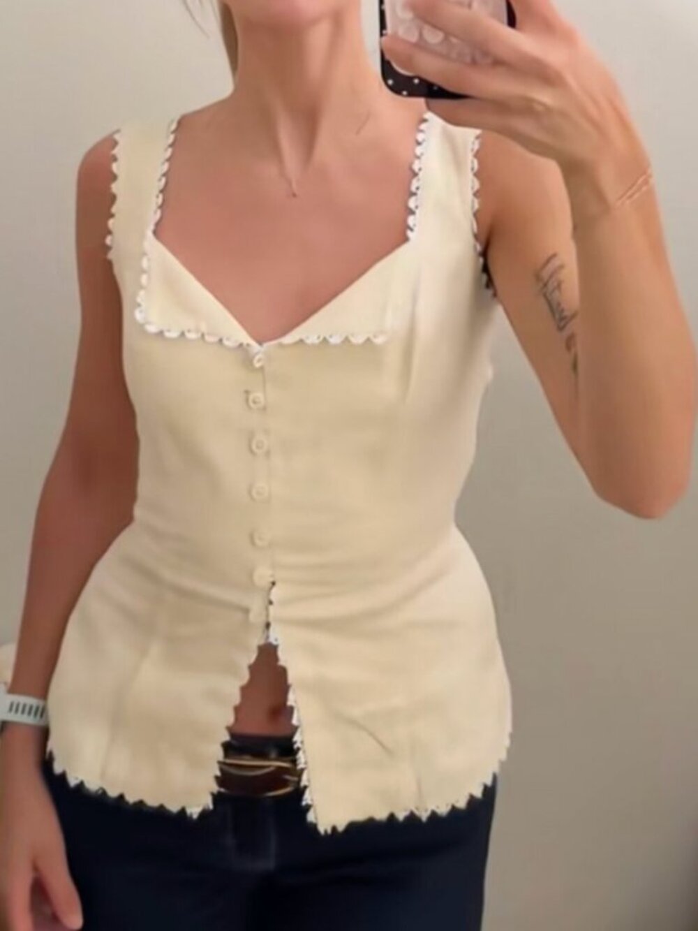 Reformation Cream Viola Button Front Tank - Picture 1 of 16